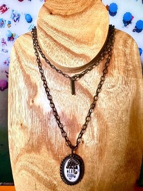Plunder Gretchen Bronze Brown Necklace with Umbrella Pendant New in Box + Pouch